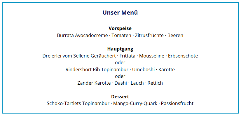 TV & QBS Paddle-Event Menü